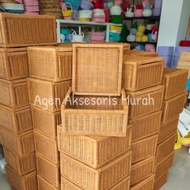 Rattan Basket Box 30x30x15cm - Brown
