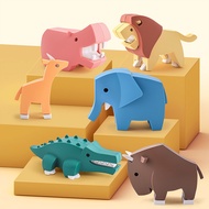 2024 HALFTOYS Puzzle cute animals world lions crocodile Elephant gnu Figures 3d Magnetic model build