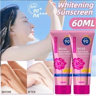 60ml SPF90+ Whitening Sunscreen Rose Sunblock Cream Face & Body High Protection UV PLUS Long Lasting