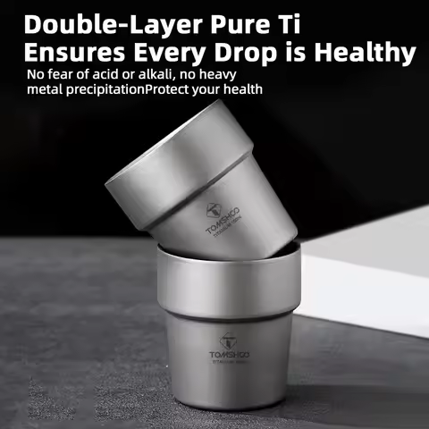 Camping Cup 150ml Titanium Cup 99.6% Pure Titanium Double-Wall Coffee/Liquor Cup Lightweight Outdoor