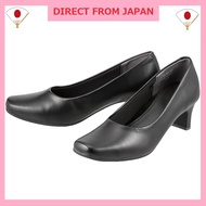 Fuwaraku Wide Fit Square Toe Basic Pumps 3E Waterproof with 5.0cm Heel (Black) - Sizes 21.5cm to 25.
