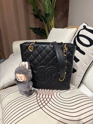 Chanel PST Tote Bag 黑色荔枝牛皮金鏈 100%Authentic, 95%New 💎尖沙咀中港城門市
