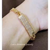 22K Titanium Gold Crystal Square Sandra Chain Bracelet
