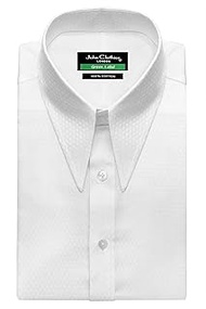 Summer Honeycomb White Spear Collar 100% Cotton Shirt Retro 1930's Disco Fashion Tailored Fit Hollyw