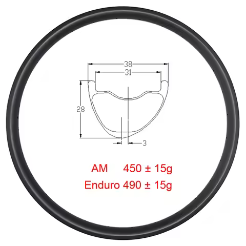 AM Enduro MTB Carbon Rim 29er Asymmetry 38mm Tubeless Hookless Bicycle Ring 28mm Deep 31mm Inner Wid