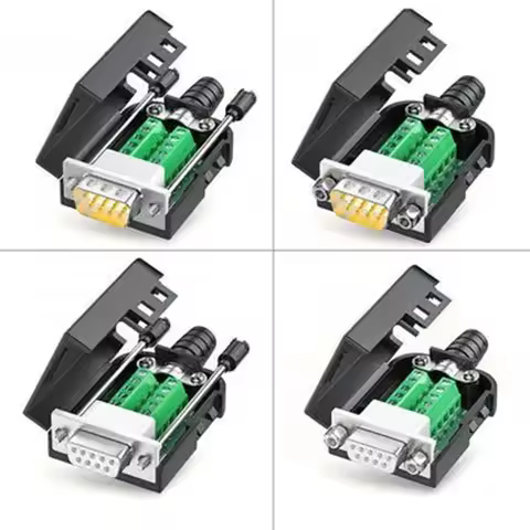 RS232 RS485 DB9 Connector Male Female 9 Pin Breakout Terminals COM Connector D-SUB Terminals 21-24 A