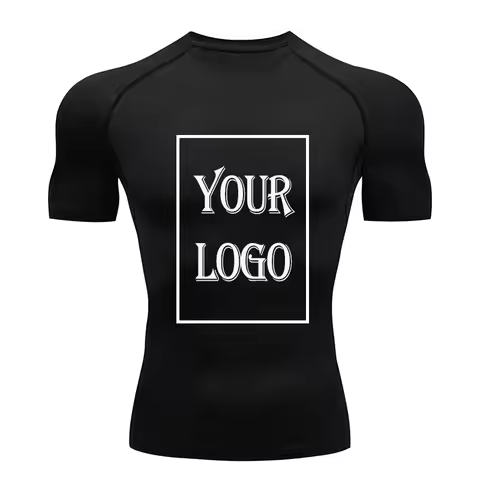 Compression Tshirts Gym Fitness Custom You Own Logo Design Tight Sportswear Short Sleeve Summer GYM