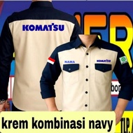 KEMEJA Cream navy combination Komatsu shirt Komatsu uniform Komatsu work clothes Komatsu PDL Komatsu