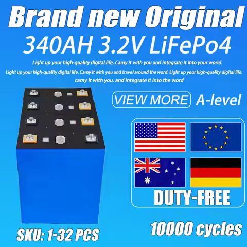 new high-quality 1-32PCS 3.2V 340AH Lifepo4 Battery DIY 12V 24V 48V Solar RV camping Home energy sto