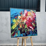 Frame Canvas Colourful Flower Painting With Floating Frame Hiasan Dinding Ruang Tamu Bilik Tidur Sen