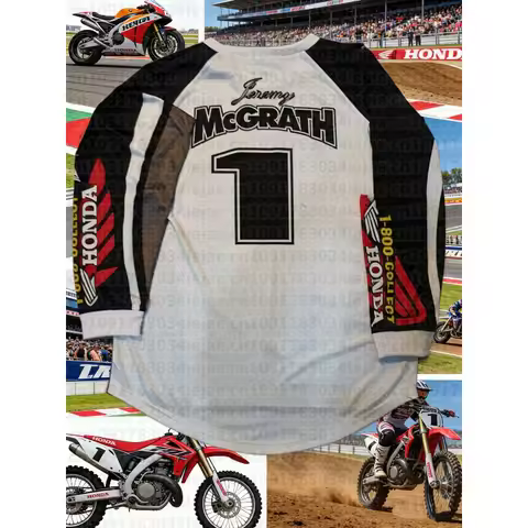 Honda Jersey Motocross Vintage #1 MCGRATH Racing Products Long Sleeve Breathable Quick Dry Motorcycl