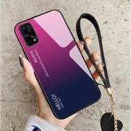 【現貨】realme X7 Pro 手機殼 玻璃鏡面防摔保護套 漸變時尚 全包手機套 保護殼 愛心手繩