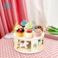 [Gralara] Sushi Tray Revolving Carousel Cupcake Holder with Music Rotating Dessert Machine