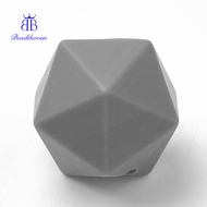 5pcs Grade Silicone Beads Icosahedron Gray 16.5x16.5x16.5mm Hole: 2mm