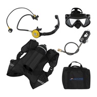 DCCMS DS‑2000 2L Mini Scuba Tank Oxygen Cylinder Set with Diving Goggles EquipmentBlack