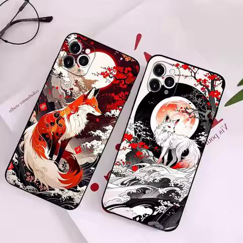 Kitsune F-Fox-ES Art Phone Case For IPhone 17 Pro Max 16 15 14 Pro Max 13 11 X Xs Xr 8 7Plus Silicon