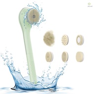 Electric Body Brush Back Scrubber for Shower Type-C Rechargeable IPX7 Waterproof 3 Gears 6-in-1 Show