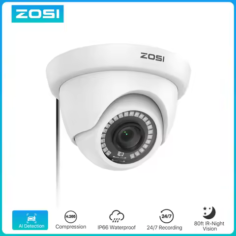 ZOSI 2.0MP HD Security Camera 1080P Hybrid 4-in-1 TVI CVI AHD 960H Dome Surveillance Camera In/Outdo