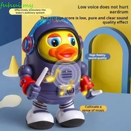 FUHUI Dancing Astronaut Duck Toy, Interactive Early Education Electric Dance Space Duck, Funny Ornam