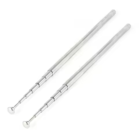 NEW-2X Silver Tone FM Radio TV 7 Sections Telescoping Antenna Aerial 38 Inch 97Cm