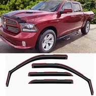 Dark Smoke in-Channel Window Visors Rain Guards for Truck 09-18 Dodge Ram 1500 Crew Cab, 2010-2024 R