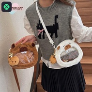 1F ️1ONLYTWO️ Capybara Plush Backpack, Cartoon See-through Children's Backpack, Pain Bag Crossbody B
