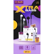 Jm Earphone V-Gen Vep1-31 Wired Headset Handsfree Stereo Bass 1Box