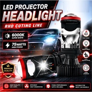 Y7D H4 LED RHD Car Light H4 Projector Car Headlight 75W 6000K H4 LED Headlight Projector Car LED Bul