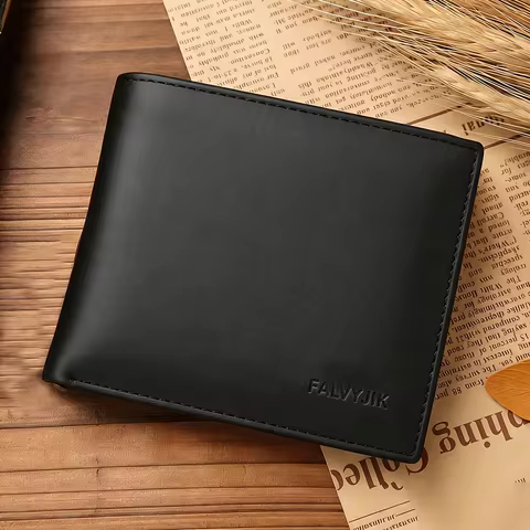 Men Leather Wallet RFID Genuine Leather Wallet Credit Card Holder Money Bag Money Clip