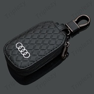 Diamond Leather Car Key Holder Bag Remote Fob Shell Case Cover Keychain Zipper Wallet Pouch For Audi