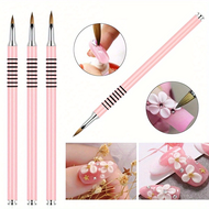 Metal Handle Nail Art Brush, Crystal Carving UV Gel Pen for Light Therapy 3D Pattern Manicure Tools