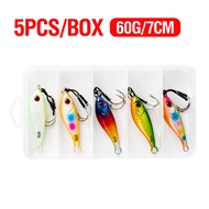 5Pcs Metal Jigging 7g/10g/15g/20g/30g/40g/60g 3D Eyes Jig Casting Bait With Double Assist Hook Slow