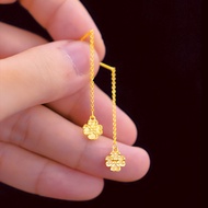 Subang Bulat Emas 916| Hoop 916 Gold Earrings/Four-leaf Ear Line Earrings gold 916