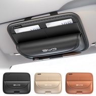 1/2pcs Car Logo Sunvisor Glasses Bag Leather Car Cards/Tickets Storage Box for BYD Atto 3 Yuan Plus 