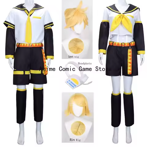 IN STOCK XS-2XL Rin Len Cosplay Costume Anime Rinn Kagaminee Cosplay Wig Jk Uniform for Halloween Pa