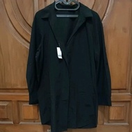 PRELOVED LIST Jaket Coat Long Parasut Wanita Hitam Polos Zipper Bigsize