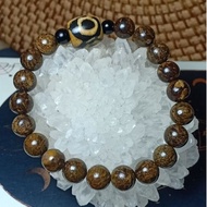 Code 430.MR - Bronzite HQ bracelet x Dzi Agate spacer ±18cm ±877mm