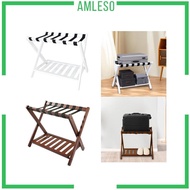 [Amleso] Folding Luggage Rack Suitcase Stand Sturdy 68x45x55cm Versatile Portable