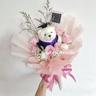 Rose and Boneka Wisuda Buket Premium / Hadiah Bunga Kelulusan Anak