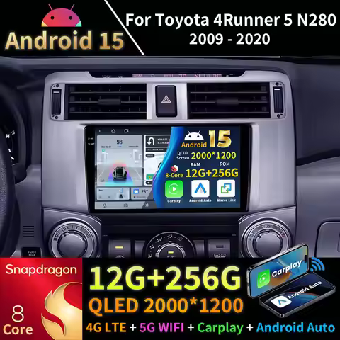 Android 15 Car Radio For Toyota 4Runner 5 N280 2009 - 2020 Wireless Carplay Auto GPS Multimedia Vide