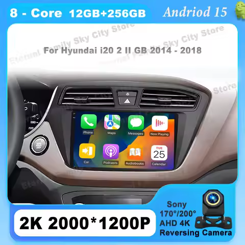 Android 15 For Hyundai i20 2 II GB 2014 - 2018 Monitor Screen TV Multimedia Autoradio Navigation Ste