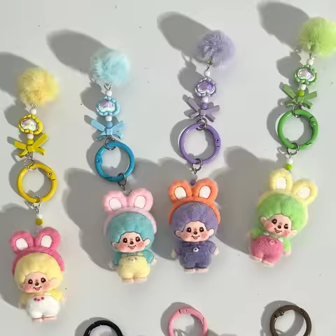 Monchichi Keychain Kawaii Monchhichi Keychain for Bag Charms Monchichi Keyring Phone Case Pendant Pa