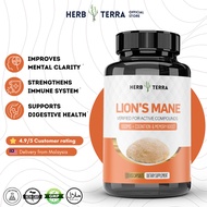 Herb Terra Lion’s Mane Mushroom Cognition 120 Capsules | Lion's Mane Mushroom Powder Extract Capsule