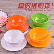 彩色塑料碗碟套裝兒童甜品碗糖水碗仿瓷湯碗密胺飯碗小碗飯店碗