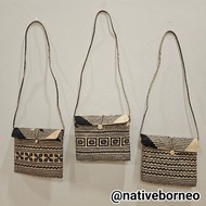 Rattan Sling Bag with Motif Cover, Rattan Sling Bag with Kalimantan Dayak Motif, Kalimantan Rattan B