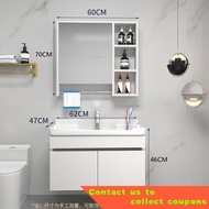 Solid Wood Bathroom Cabinet Ceramic Washbasin Cabinet Combination Smart Mirror Wall Cupboard Set Wash Basin Bathroom Tab