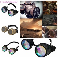 FRANCESCO Gothic Kaleidoscope Retro Glasses, Crystal Lens Personality Steampunk Glasses, Funny Decorative Unisex Adjustable Funny Kaleidoscopic Glasses Cosplay Costume Glasses