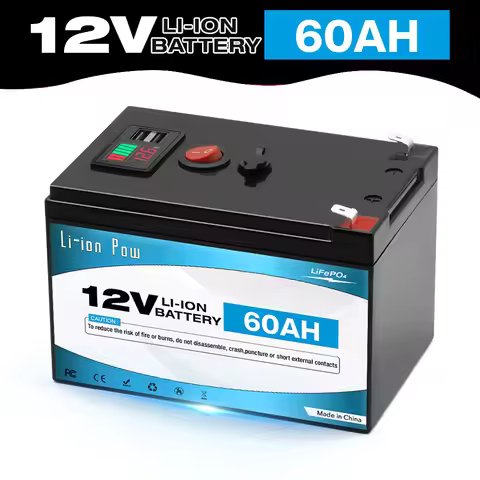 12V 60Ah Lithium LiFePO4 Deep Cycle Battery, 4000+ Cycles Rechargeable Battery for Solar/Wind Power,