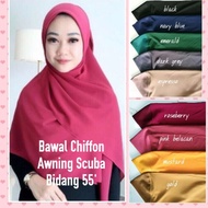 (Bidang 55') 🌹Tudung Bawal Chiffon Awning Scuba Bidang 55'🌹 Heavy Chiffon Labuh Muslimah Patuh Syariat