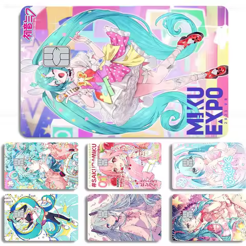 1PC Virtual Idol H-Hatsunes M-MikU Credit Card Skin Stickers No Adhesive Residue Water Proof For VIS